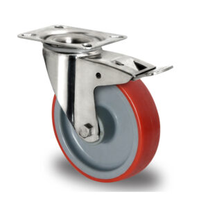 Lenkrolle mit Totalfeststeller ø 100 mm Serie N2U6 Rollenlager Edelstahl