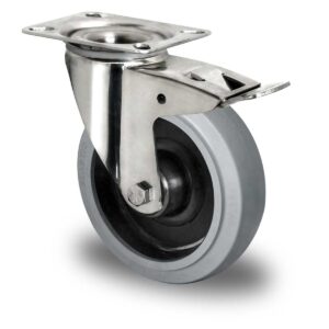 Lenkrolle mit Totalfeststeller ø 100 mm Serie R4E2 Rollenlager Edelstahl