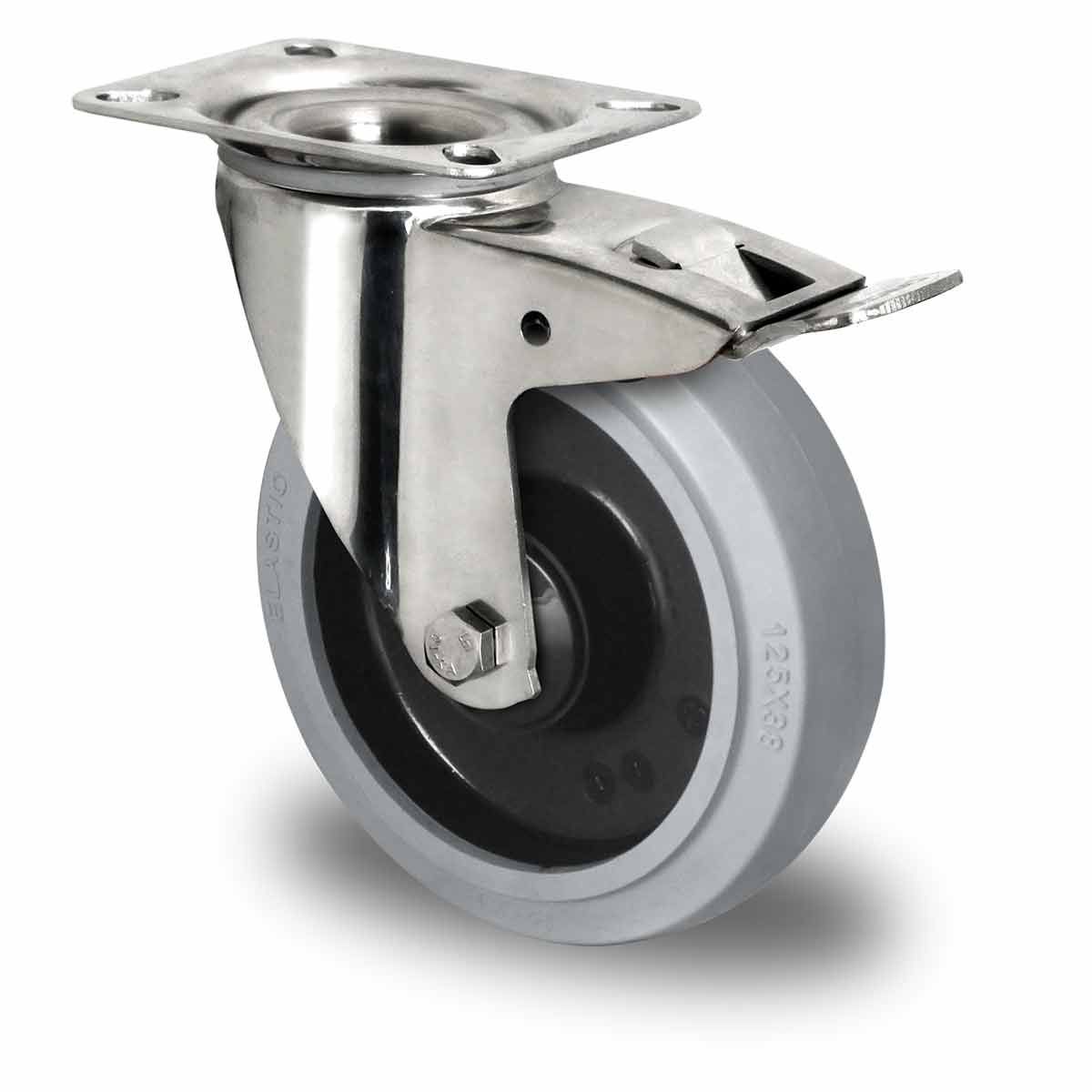 Lenkrolle mit Totalfeststeller ø 125 mm Serie R4E2 Kugellager Edelstahl
