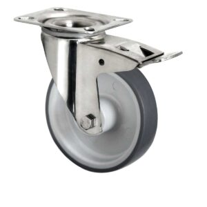 Lenkrolle mit Totalfeststeller ø 200 mm Serie P2W2 Gleitlager Edelstahl