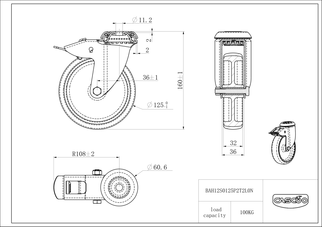 Technische Zeichnung BSBAH12S0125P2T2L0N