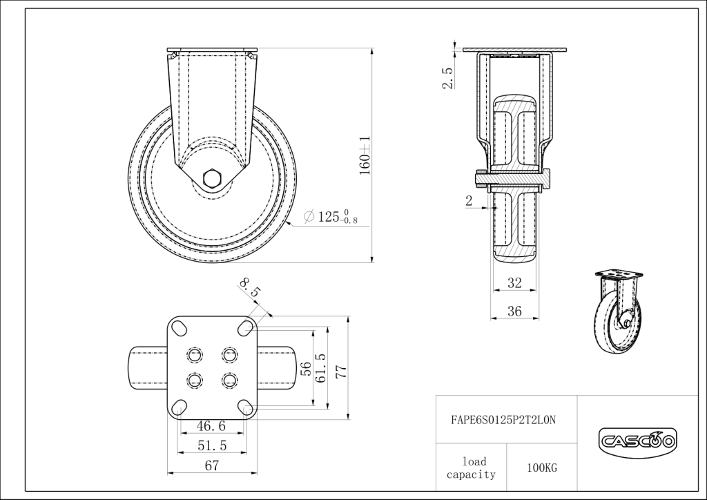 Technische Zeichnung BSFAPE6S0125P2T2L0N