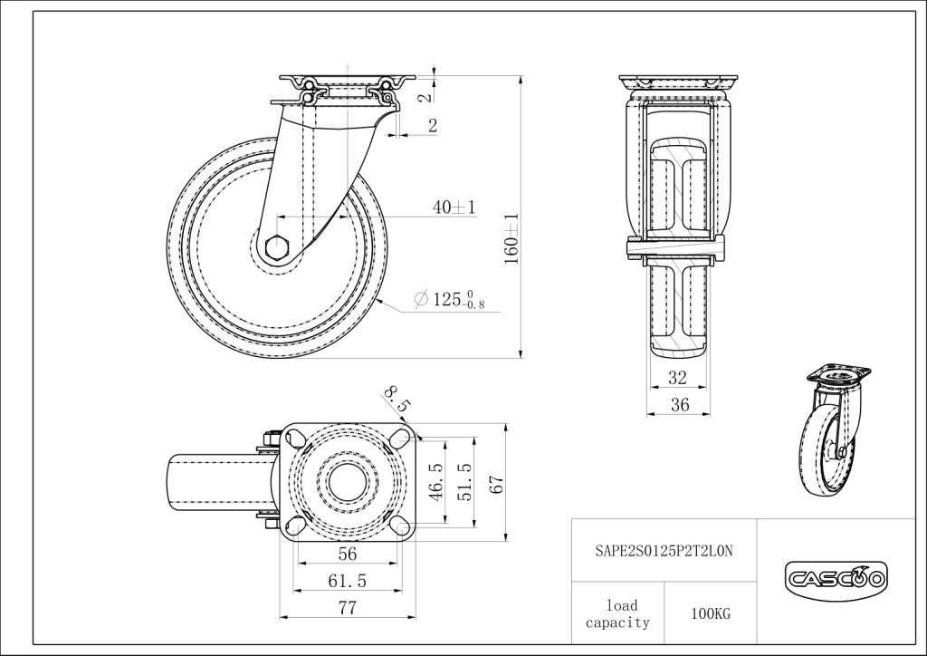 Technische Zeichnung BSSAPE2S0125P2T2L0N
