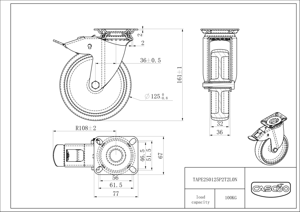 Technische Zeichnung BSTAPE2S0125P2T2L0N