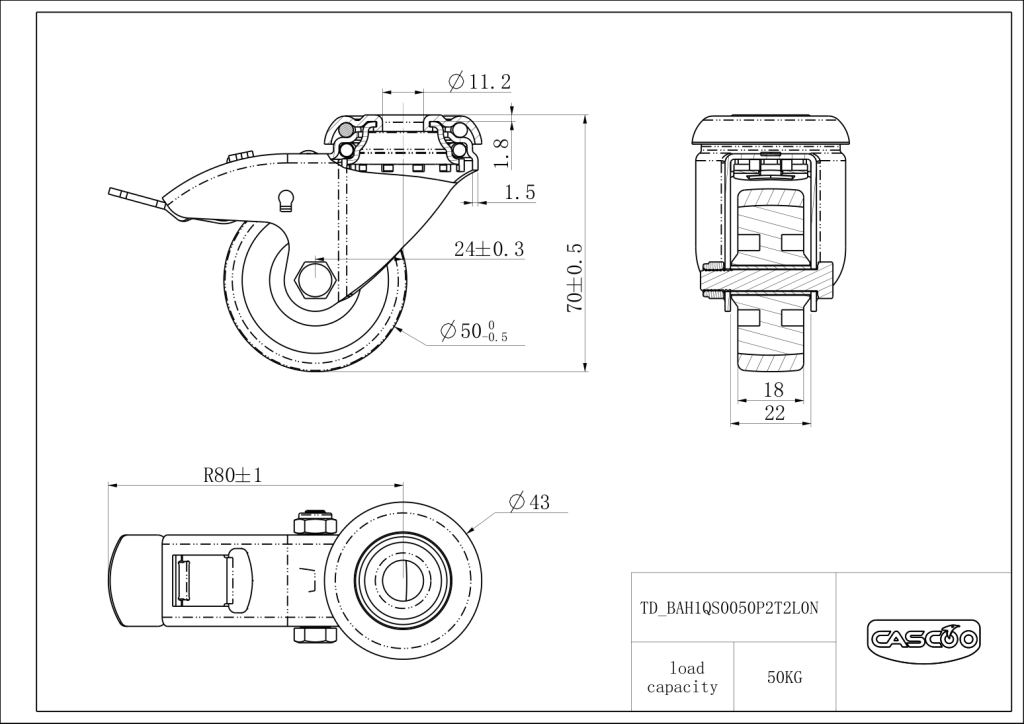 Technische Zeichnung BSBAH1QS0050P2T2L0N