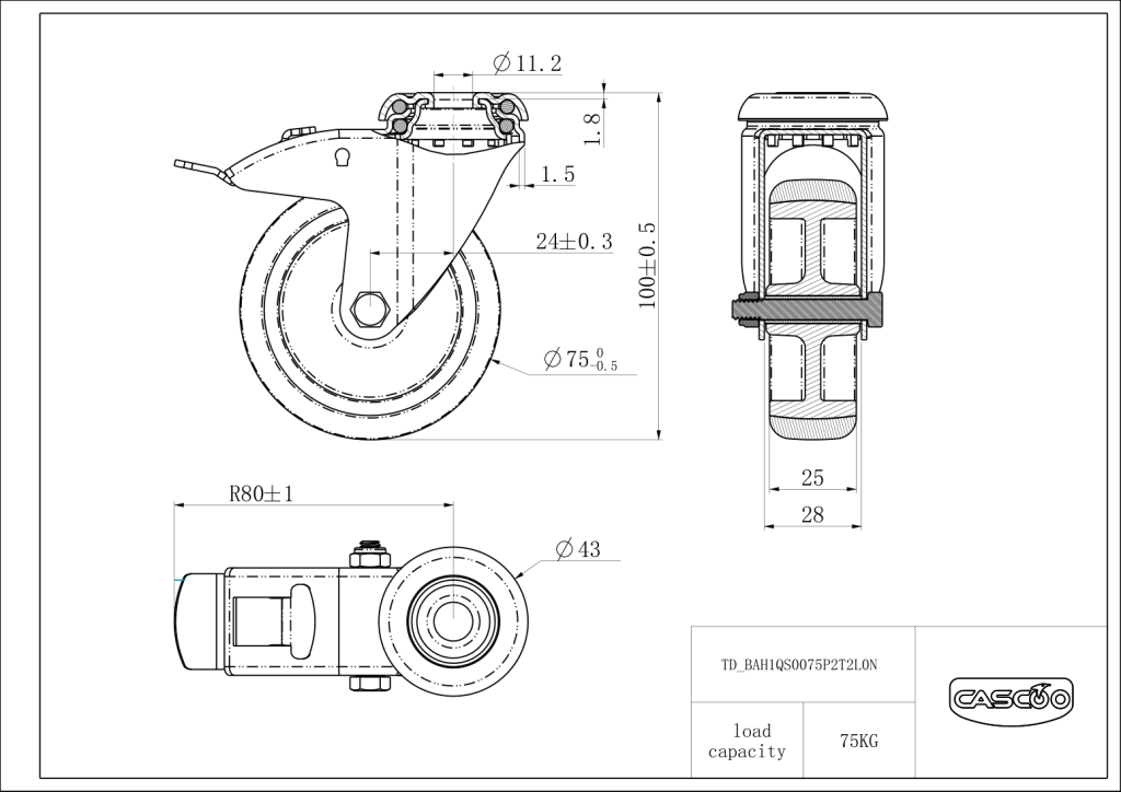 Technische Zeichnung BSBAH1QS0075P2T2L0N
