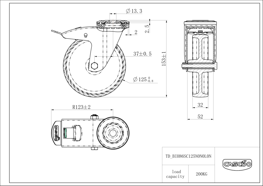 Technische Zeichnung BSBIH86S0125N0N0L0N