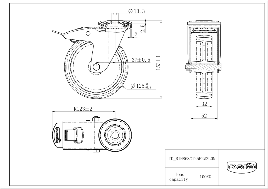 Technische Zeichnung BSBIH86S0125P2W2L0N