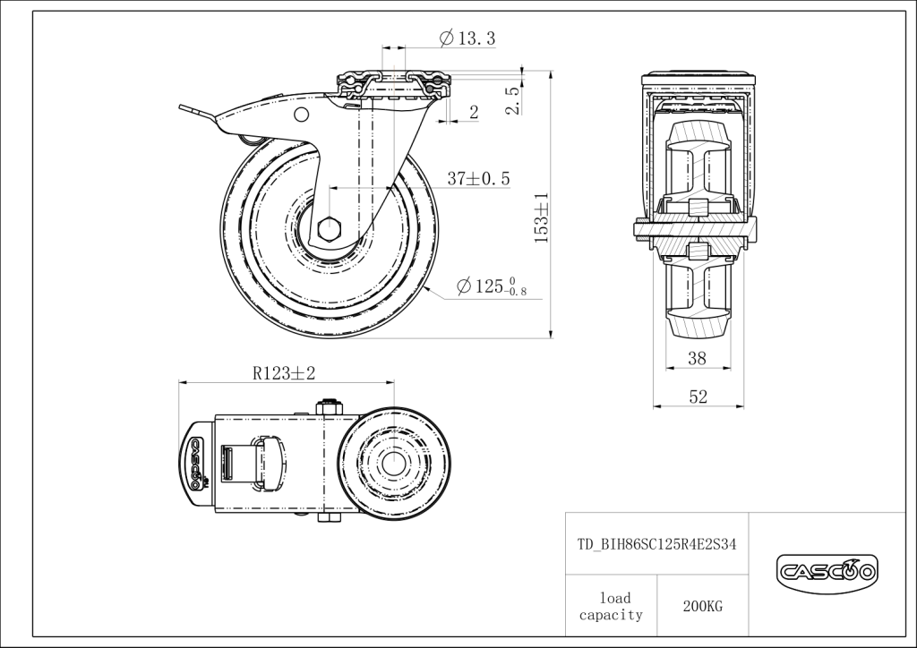 Technische Zeichnung BSBIH86S0125R4E2S34