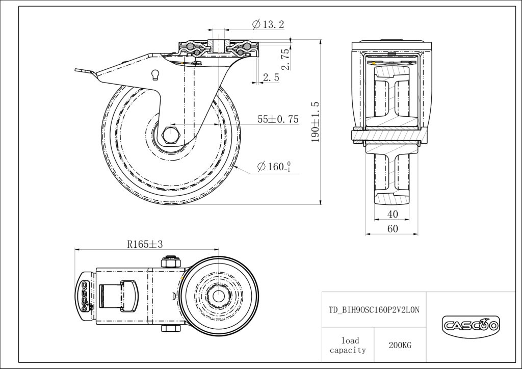 Technische Zeichnung BSBIH9OS0160P2V2L0N