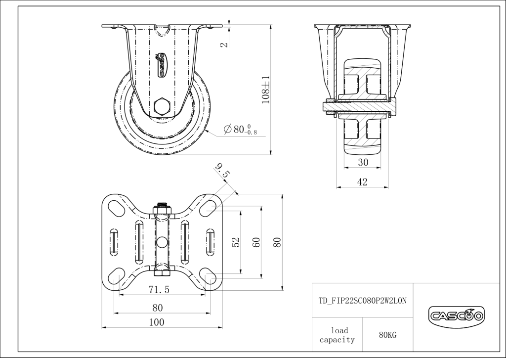 Technische Zeichnung BSFIP22S0080P2W2L0N