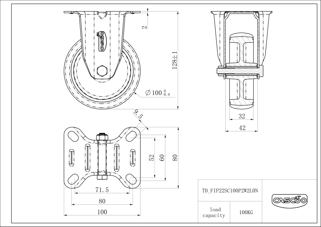 Technische Zeichnung BSFIP22S0100P2W2L0N