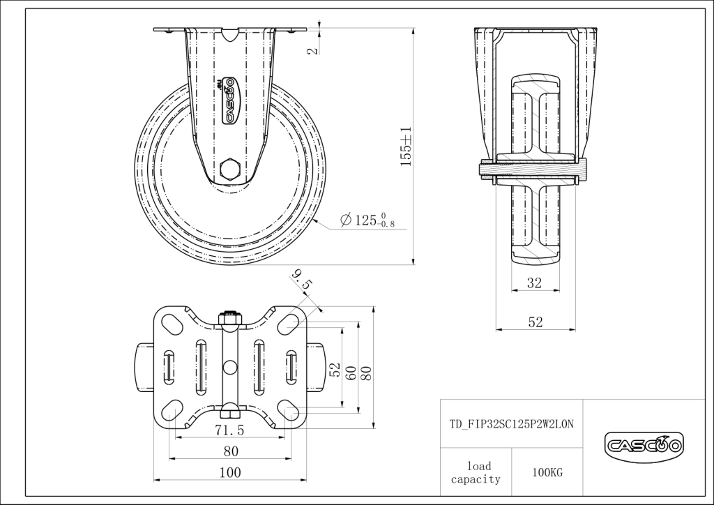 Technische Zeichnung BSFIP32S0125P2W2L0N