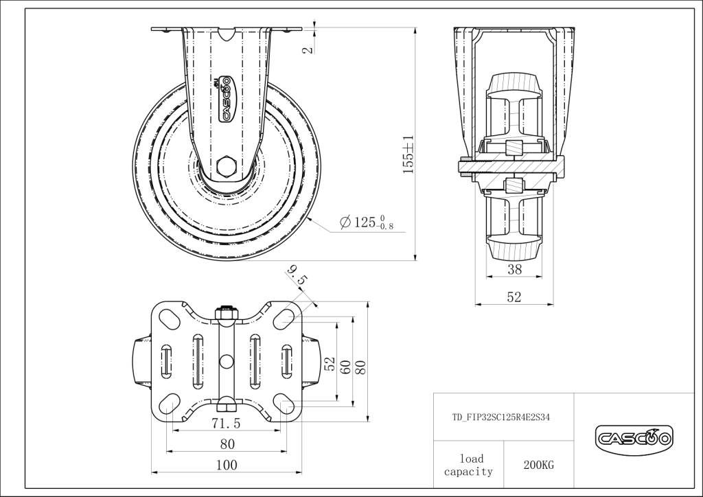 Technische Zeichnung BSFIP32S0125R4E2S34