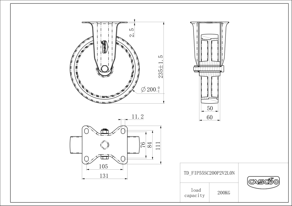 Technische Zeichnung BSFIP55S0200P2V2L0N