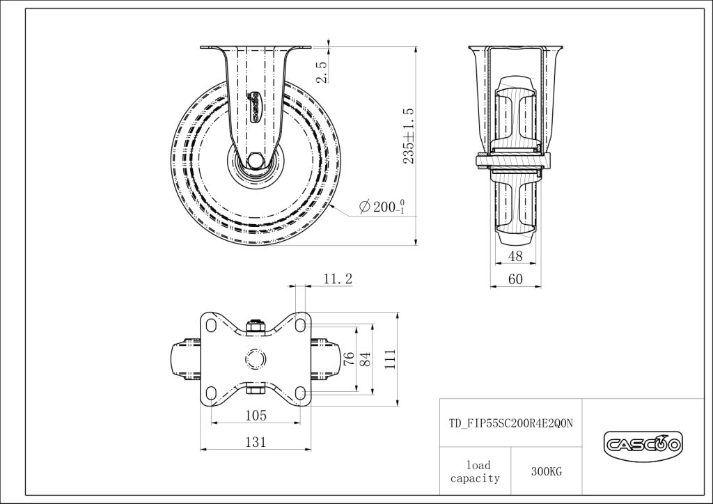 Technische Zeichnung BSFIP55S0200R4E2Q0N