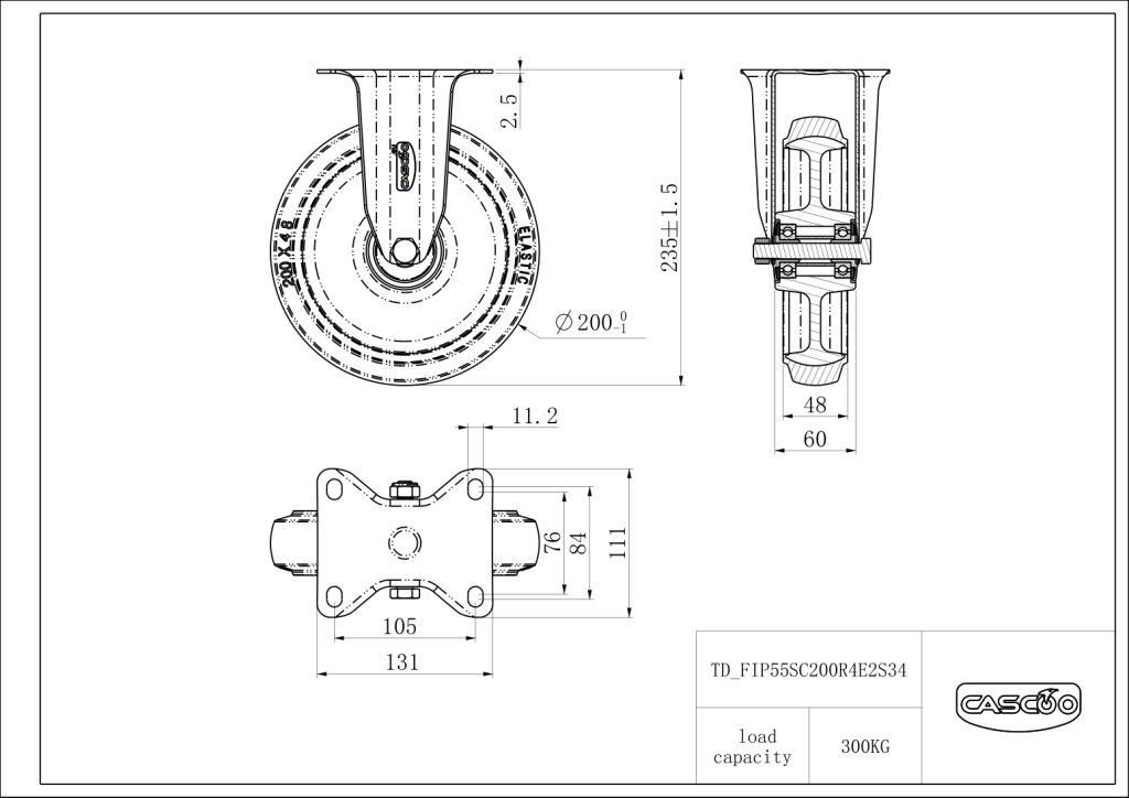 Technische Zeichnung BSFIP55S0200R4E2S34