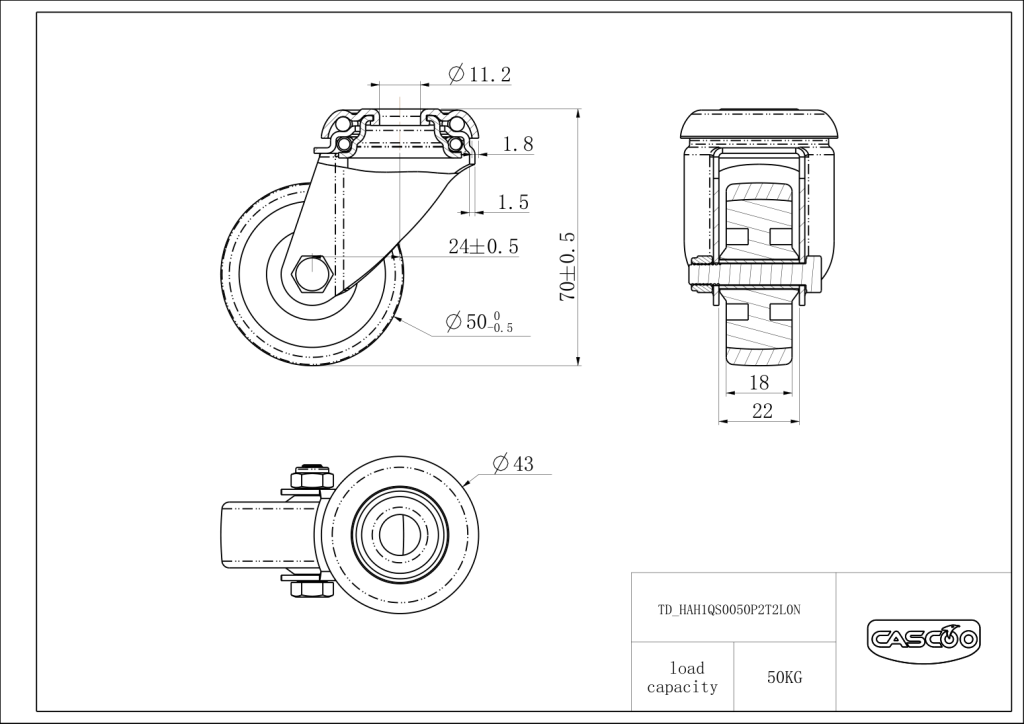 Technische Zeichnung BSHAH1QS0050P2T2L0N