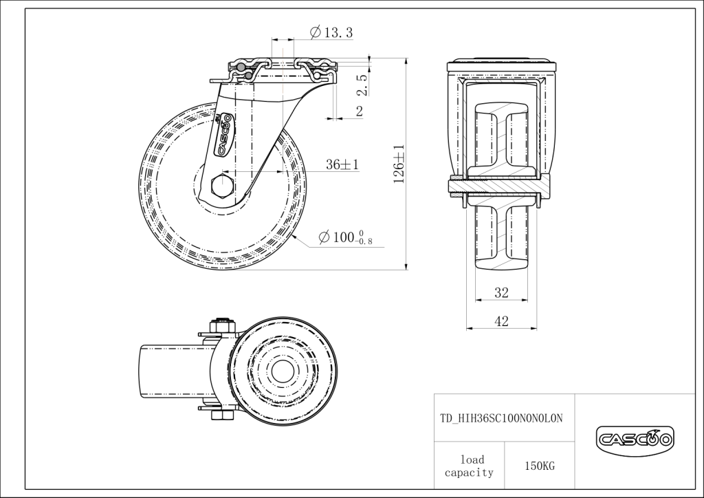 Technische Zeichnung BSHIH36S0100N0N0L0N