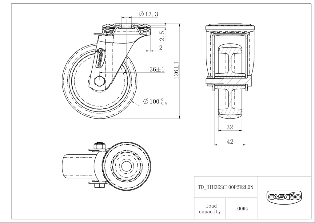 Technische Zeichnung BSHIH36S0100P2W2L0N