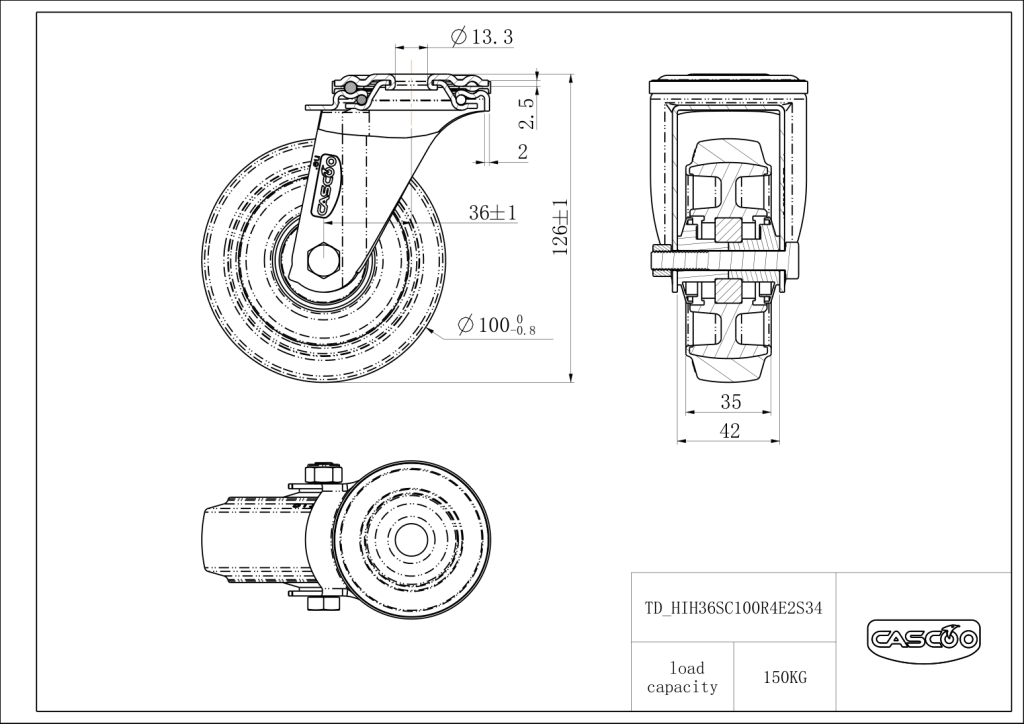 Technische Zeichnung BSHIH36S0100R4E2S34