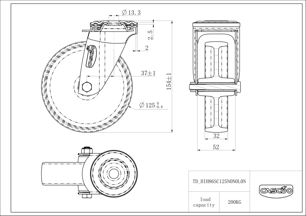 Technische Zeichnung BSHIH86S0125N0N0L0N