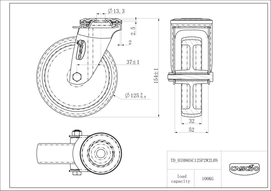 Technische Zeichnung BSHIH86S0125P2W2L0N