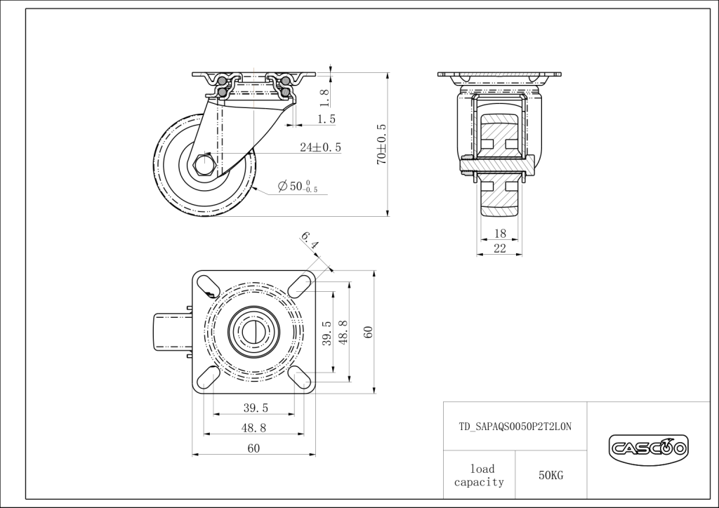 Technische Zeichnung BSSAPAQS0050P2T2L0N