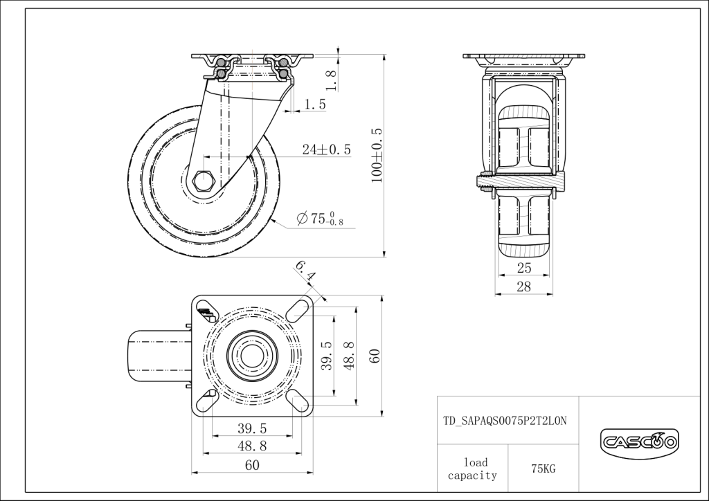 Technische Zeichnung BSSAPAQS0075P2T2L0N