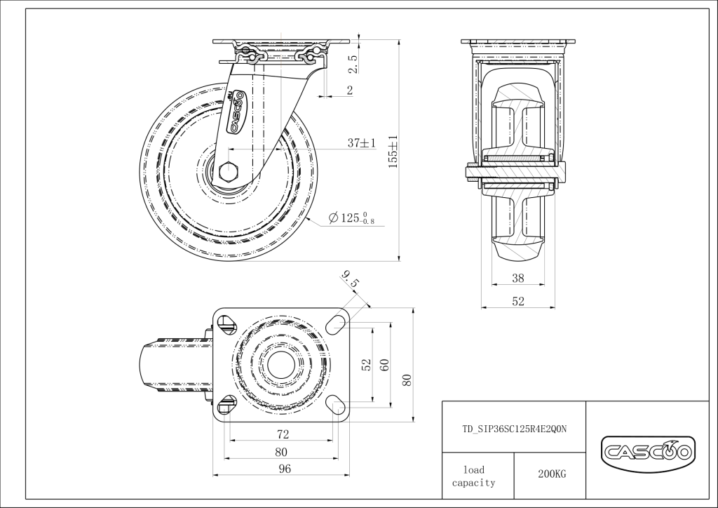 Technische Zeichnung BSSIP36S0125R4E2Q0N