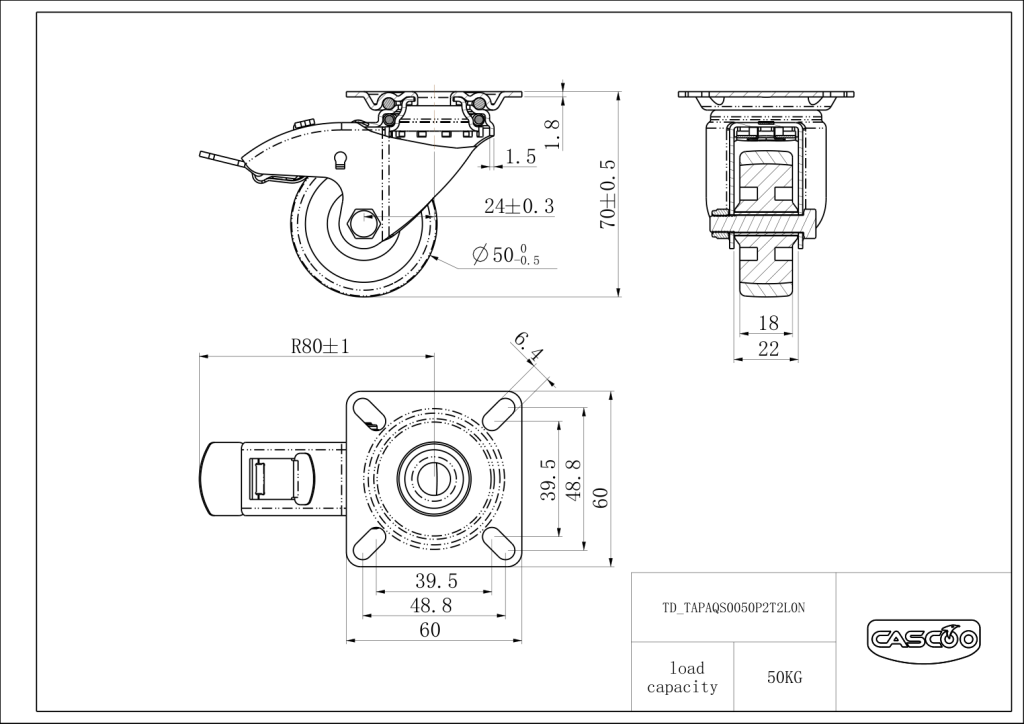 Technische Zeichnung BSTAPAQS0050P2T2L0N