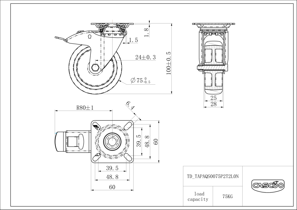 Technische Zeichnung BSTAPAQS0075P2T2L0N