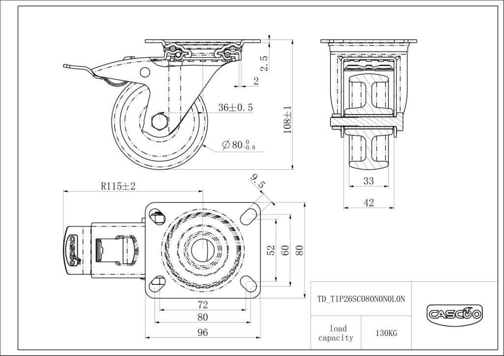 Technische Zeichnung BSTIP26S0080N0N0L0N