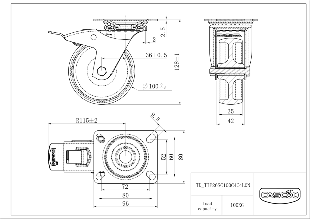 Technische Zeichnung BSTIP26S0100C4C4L0N