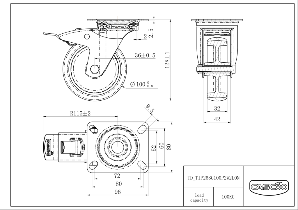 Technische Zeichnung BSTIP26S0100P2W2L0N