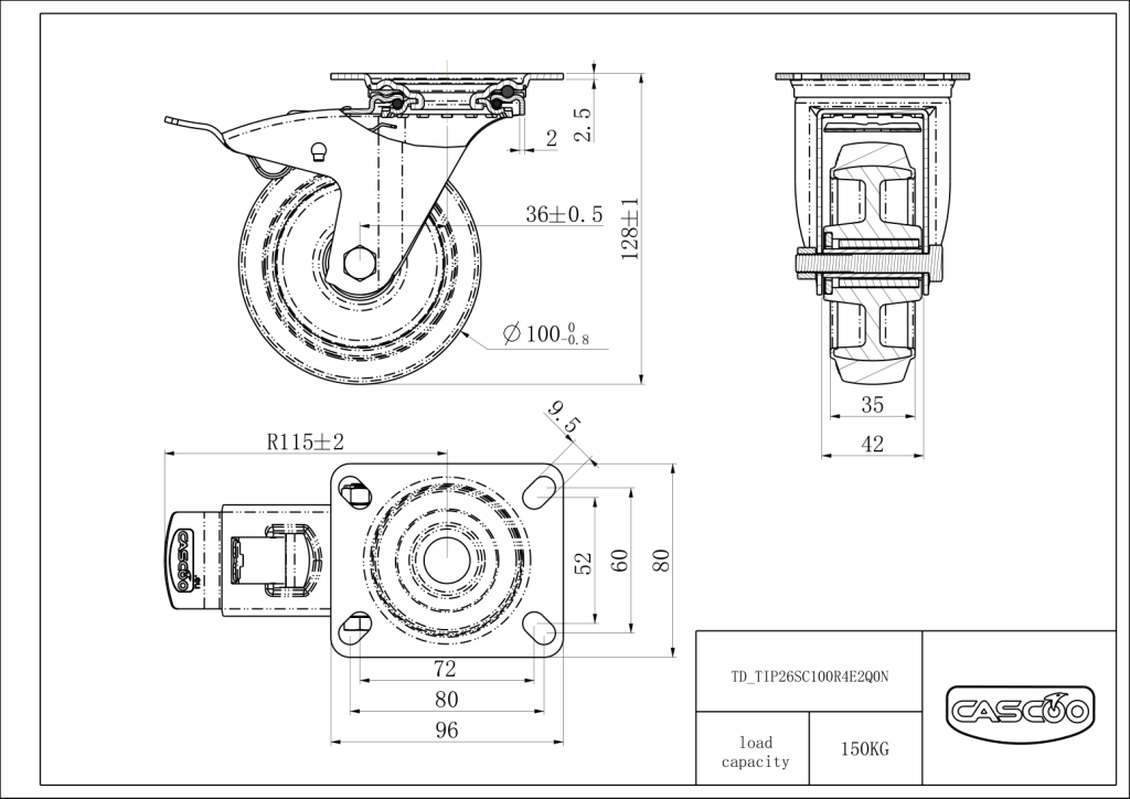 Technische Zeichnung BSTIP26S0100R4E2Q0N