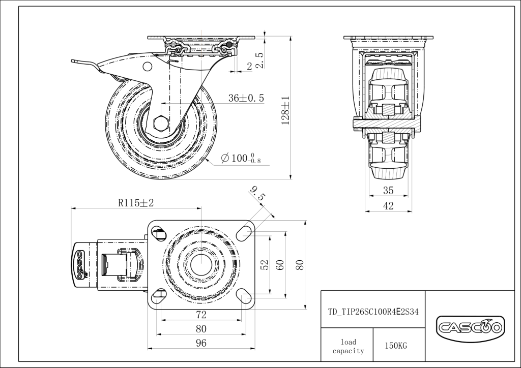 Technische Zeichnung BSTIP26S0100R4E2S34