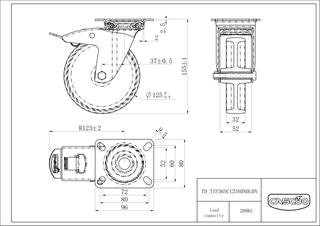 Technische Zeichnung BSTIP36S0125N0N0L0N
