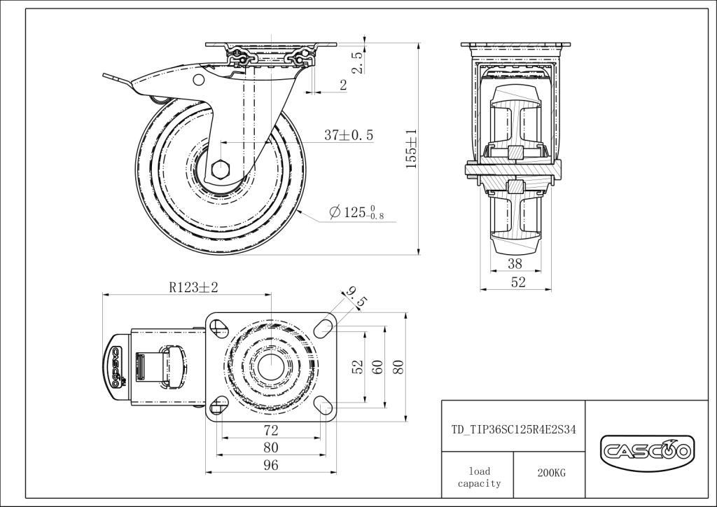 Technische Zeichnung BSTIP36S0125R4E2S34
